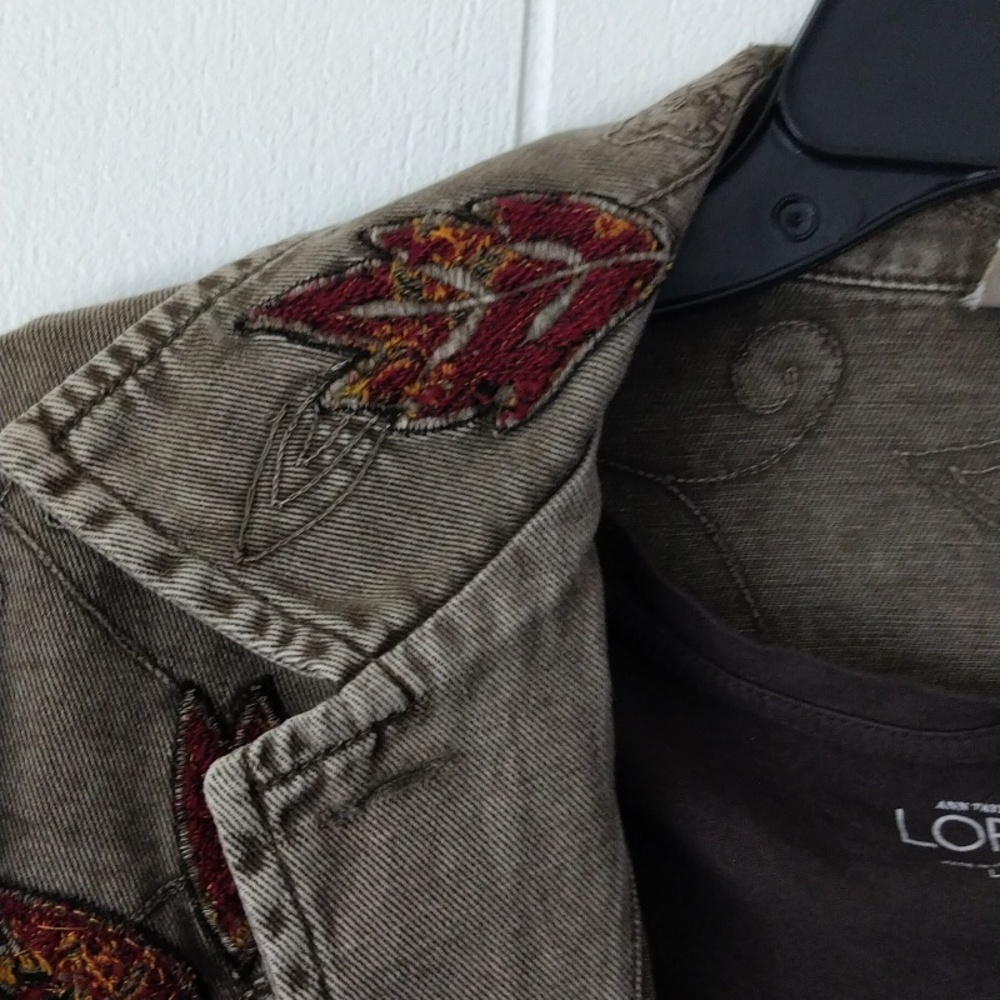 Chico's Brown Embroidered Jean Jacket - Picture 11 of 11